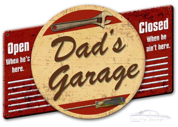 3-D Dad's Garage Metal Sign