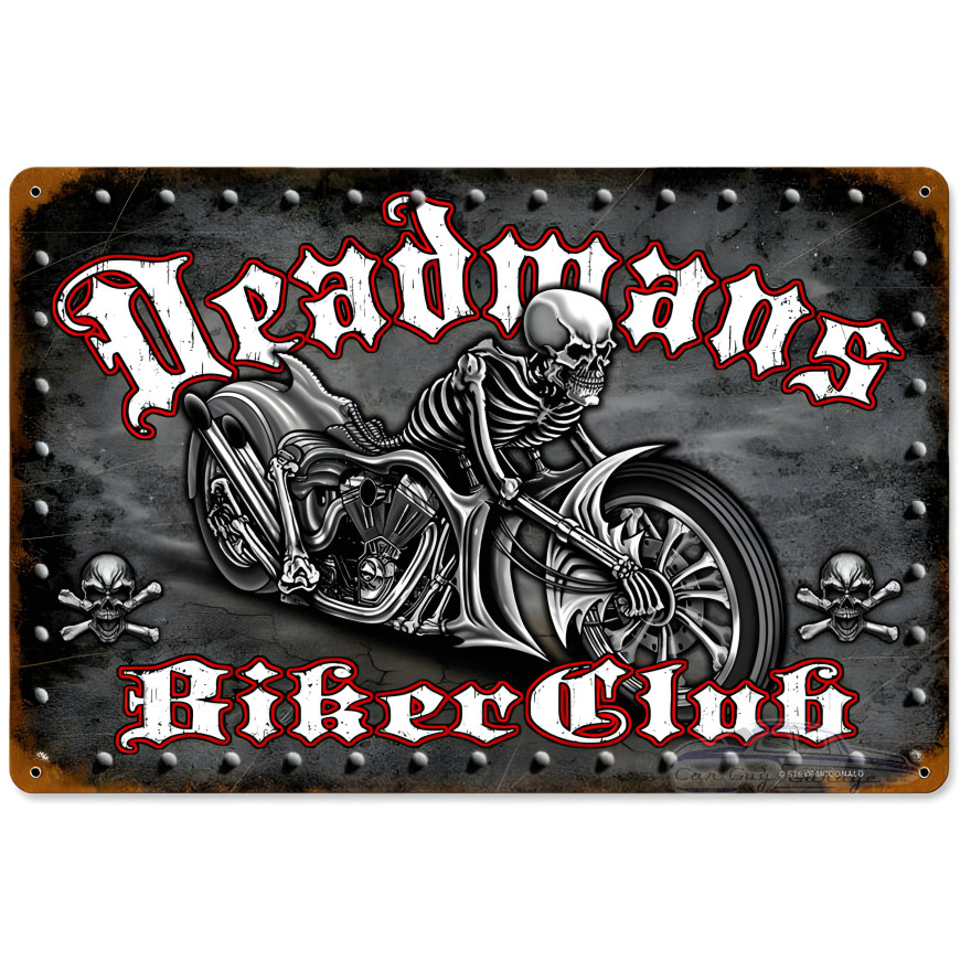 Deadman's Bike Metal Sign - 12" x 18"