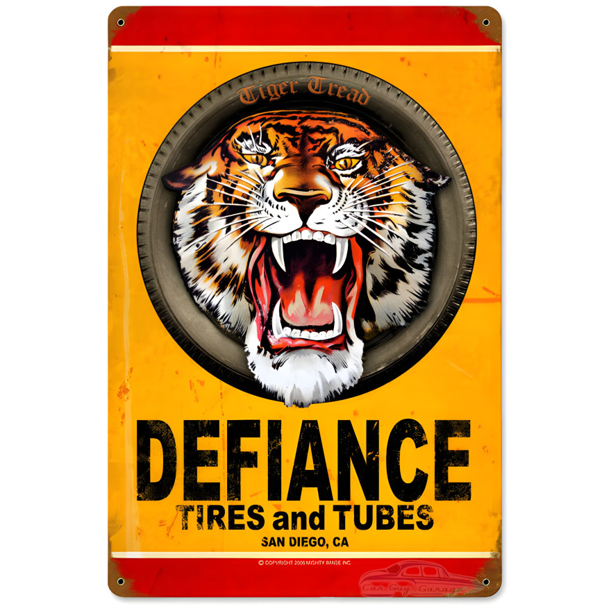 Defiance Tires Metal Sign - 12" x 18"