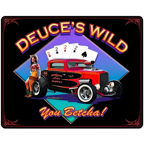 Deuce's Wild Metal Sign - 15" x 12"