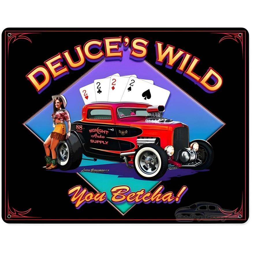 Deuce's Wild Metal Sign - 15" x 12"