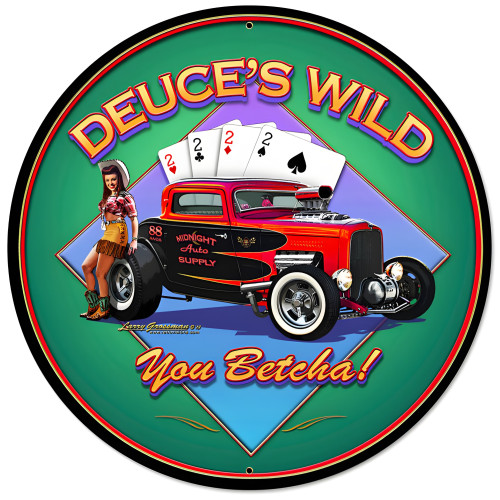 Deuces Wild II Metal Sign - 28" Round