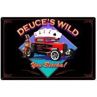 Deuces Wild Metal Sign - 36" x 24"