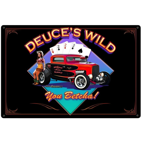 Deuces Wild Metal Sign - 36" x 24"