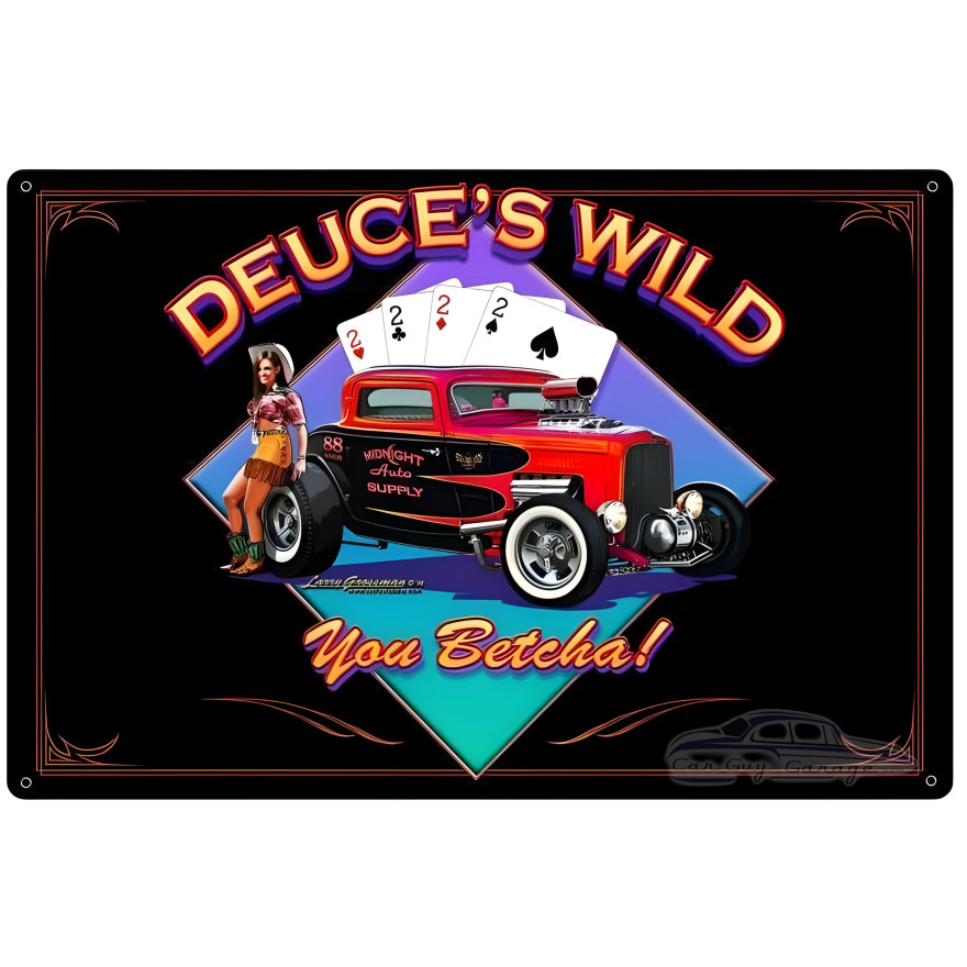 Deuces Wild Metal Sign - 36" x 24"
