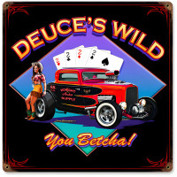 Deuces Wild Metal Sign - 12" x 12"