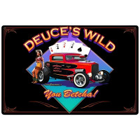 Deuces Wild Metal Sign - 18" x 12"