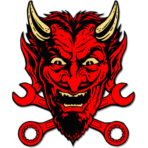 Devil Wrench Metal Sign - 24" x 29"