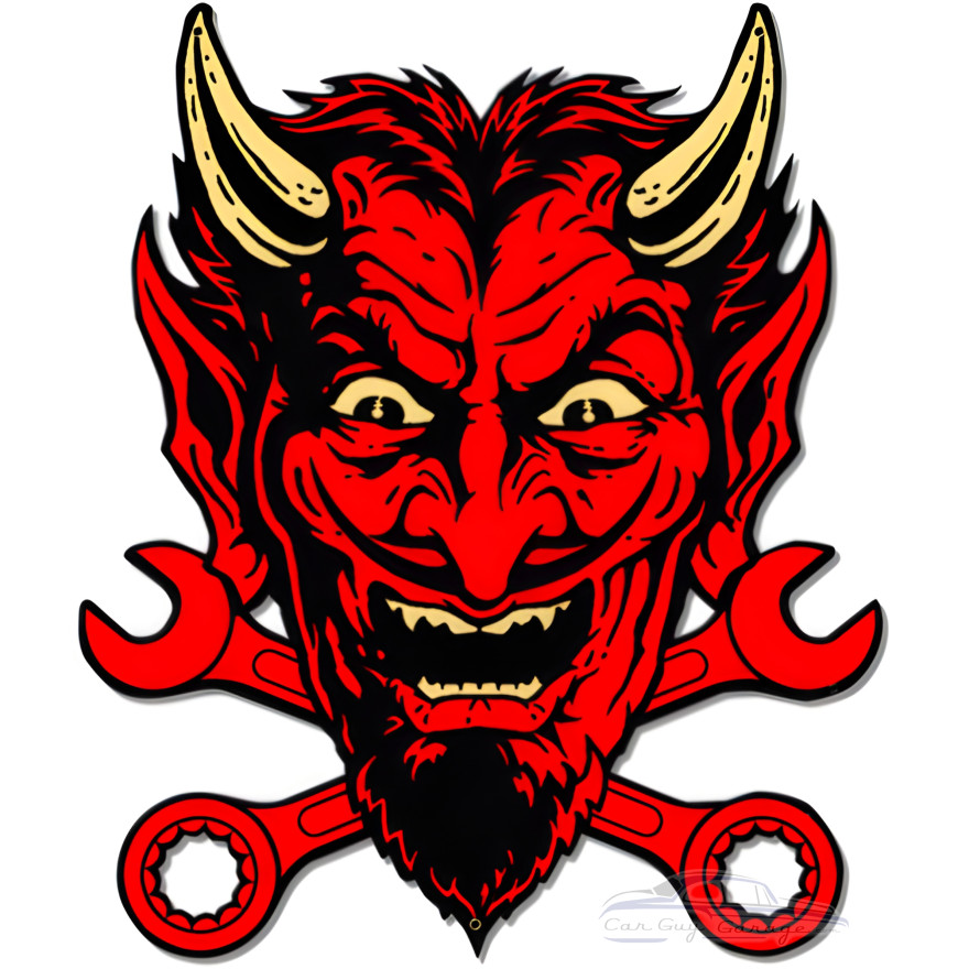 Devil Wrench Metal Sign - 24" x 29"