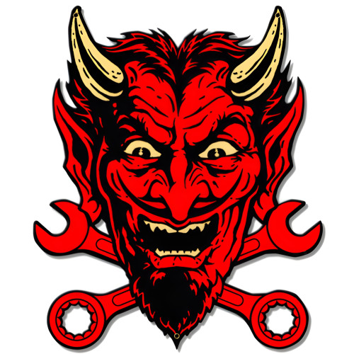 Devil Wrench Metal Sign - 18" x 22"