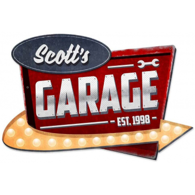 3-D Garage Personalized Metal Sign - 23" x 15"
