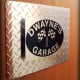Personalized Diamond Plate Metal Garage Sign with Checkered Flags