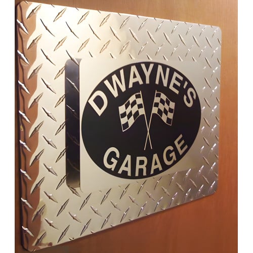 Diamond Plate Garage Flag Personalized Sign