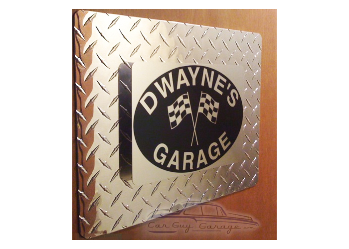 Diamond Plate Garage Flag Personalized Sign