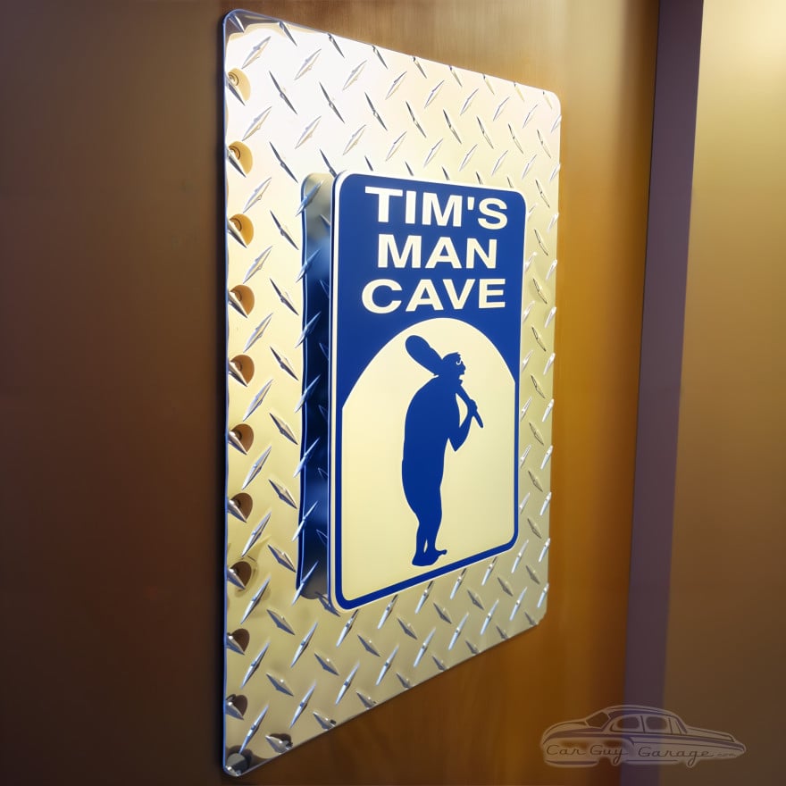 Personalized Metal Garage Sign, Diamond Plate Aluminum