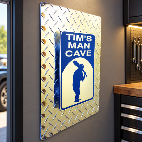 Personalized Metal Garage Sign, Diamond Plate Aluminum