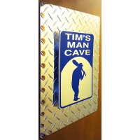 Personalized Diamond Plate Man Cave Sign, Aluminum Garage Decor