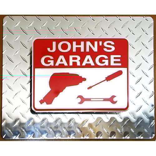 Diamond Plate Garage Tools Personalized Sign