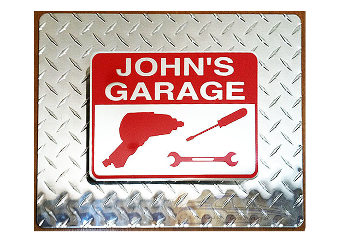 Diamond Plate Garage Tools Personalized Sign