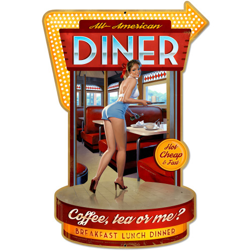 Diner Metal Sign - 12" x 18" Custom Shape
