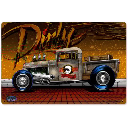 Dirty Rat Rod Metal Sign - 18" x 12"
