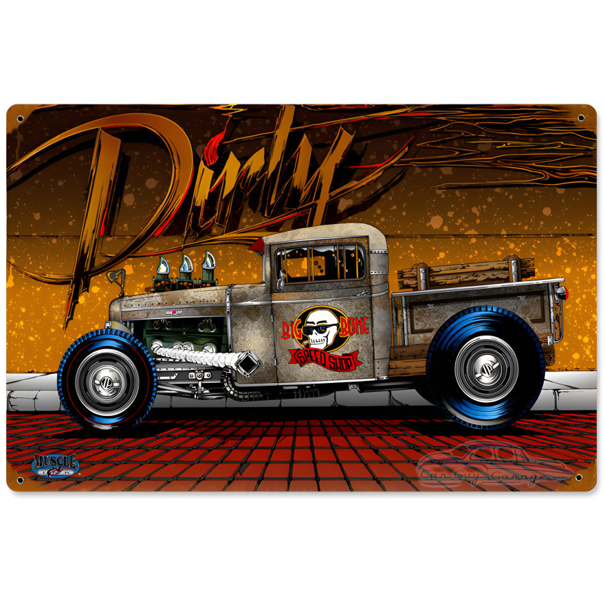 Dirty Rat Rod Metal Sign - 18" x 12"