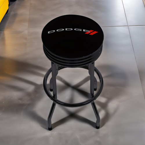 Dodge Black Single Ring Ribbed Shop Stool