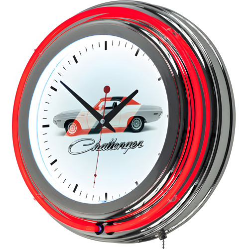 Dodge Challenger Stripe Chrome Double Rung Neon Clock
