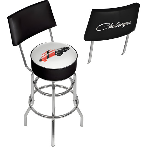 Dodge Challenger Stripes Swivel Shop Stool with Back