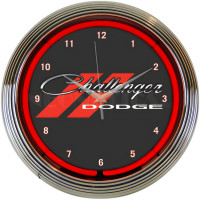 Dodge Challenger Red Neon Garage Wall Clock - 15" Round