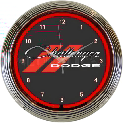 Dodge Challenger Red Neon Clock