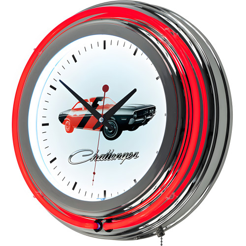 Dodge Challenger Stripe Chrome Double Rung Neon Clock