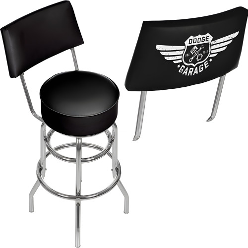 Dodge Garage Swivel Shop Stool with Back
