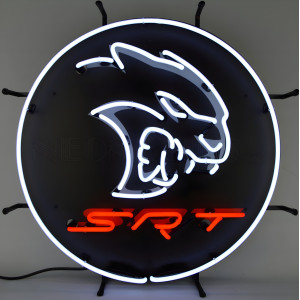 Dodge SRT Hellcat Logo Neon Sign - 24" Round