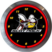 Dodge Scat Pack Neon Wall Clock - 15" Round