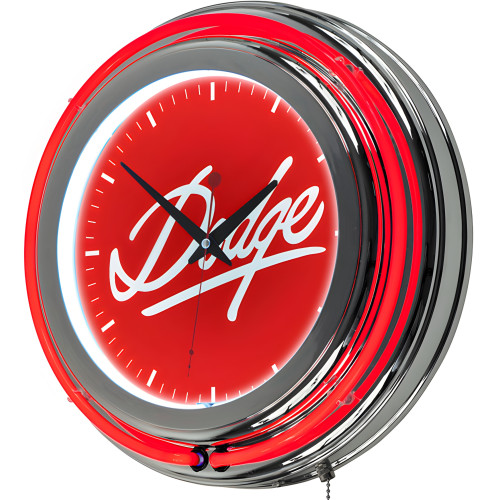 Dodge Signature Chrome Double Rung Neon Clock