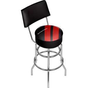 Dodge Striped Swivel Shop Stool with Back