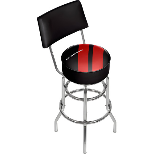 Dodge Striped Swivel Shop Stool with Back