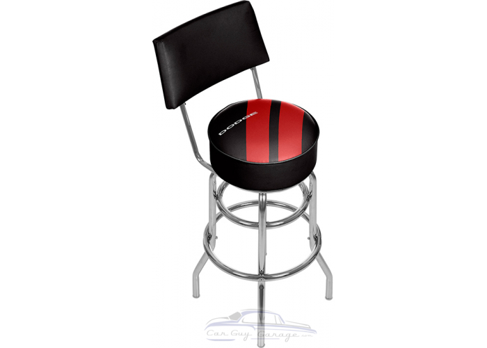 Dodge Striped Swivel Shop Stool with Back