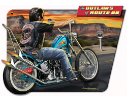 3-D Outlaws Of Route 66 Metal Sign
