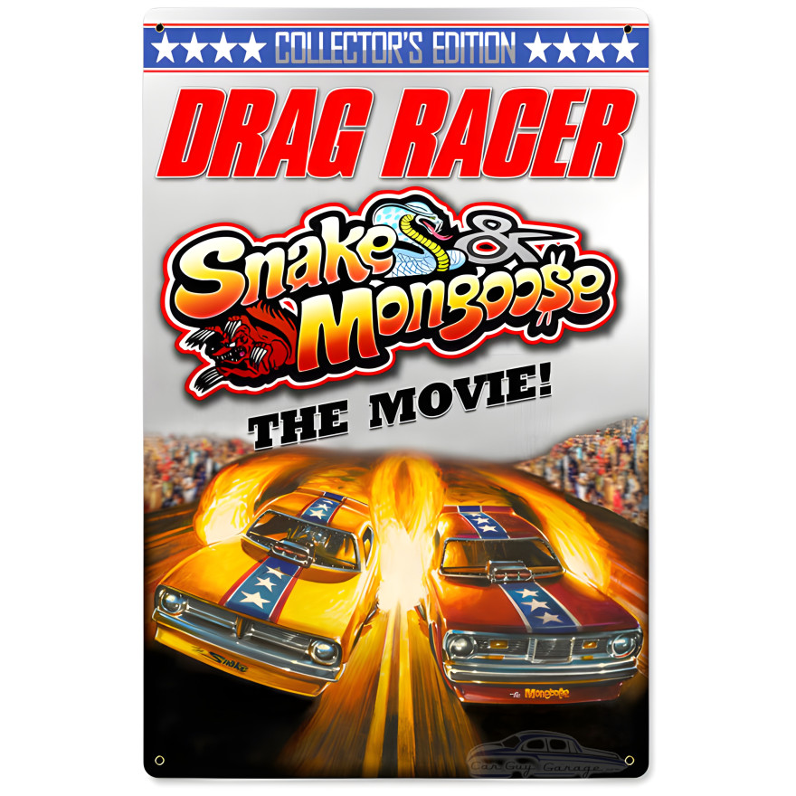 Drag Racer Snake Mongoose Metal Sign - 12" x 18"