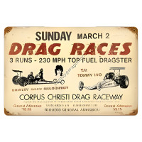 Drag Races Metal Sign - 18" x 12"
