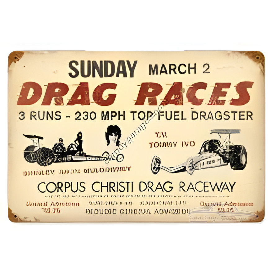 Drag Races Metal Sign - 18" x 12"