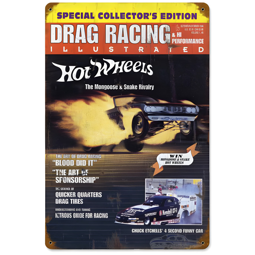 Drag Racing Cover Metal Sign - 12" x 18"