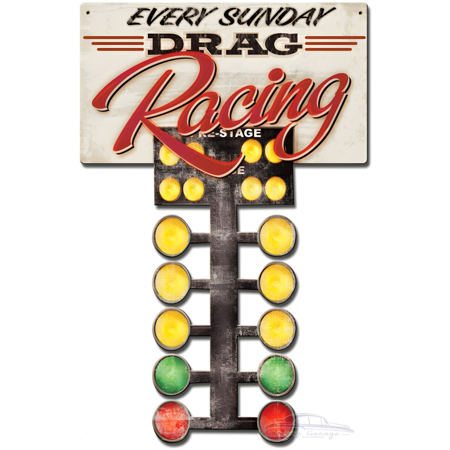 Drag Racing Metal Sign - 16" x 24" Custom Shape