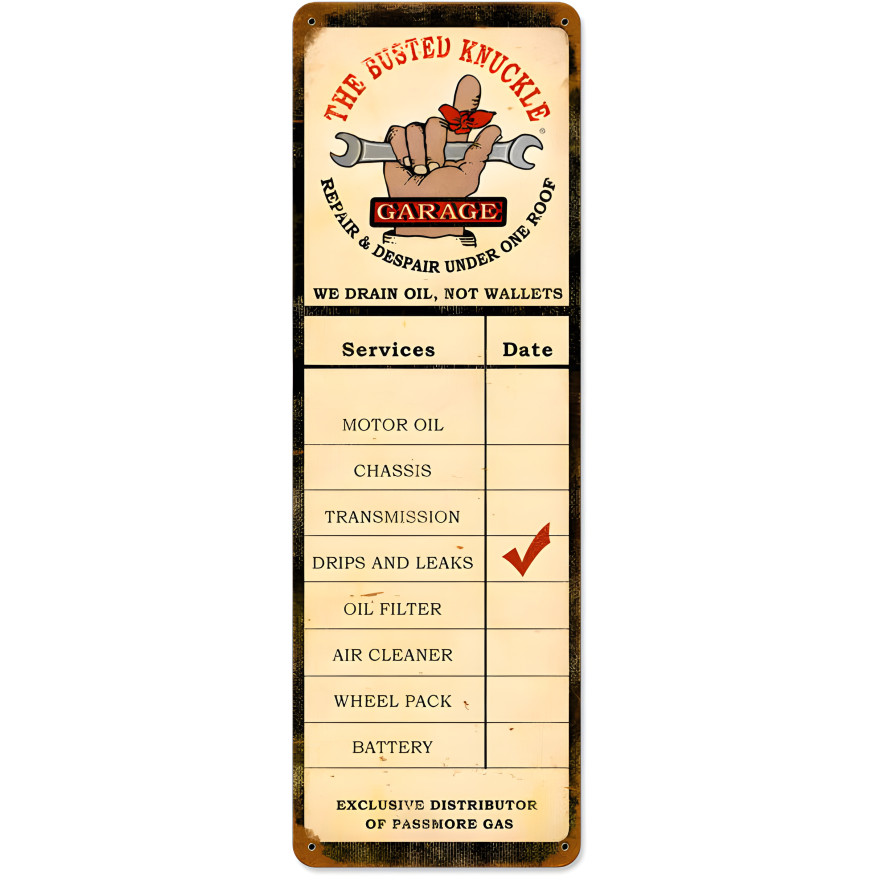 Drain Oil Service Sign - 8" x 24"
