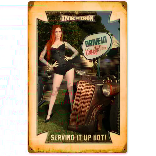 Drive-In Car Hop Metal Sign - 12" x 18"