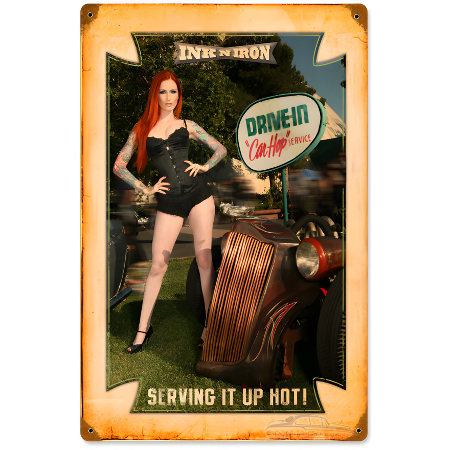 Drive-In Car Hop Metal Sign - 12" x 18"