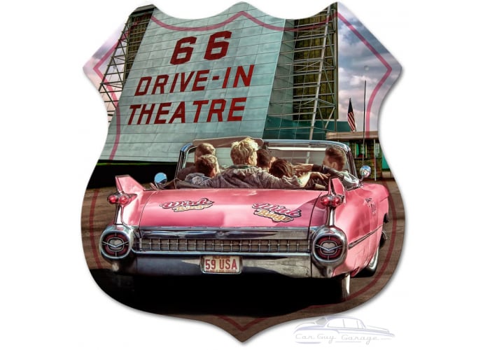 66 DRIVE IN THEATRE SHIELD SHAPE Metal Sign
