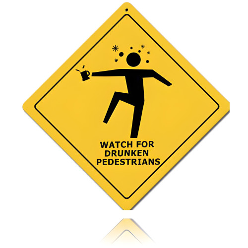 Drunken Pedestrians Metal Sign - 12" x 12"